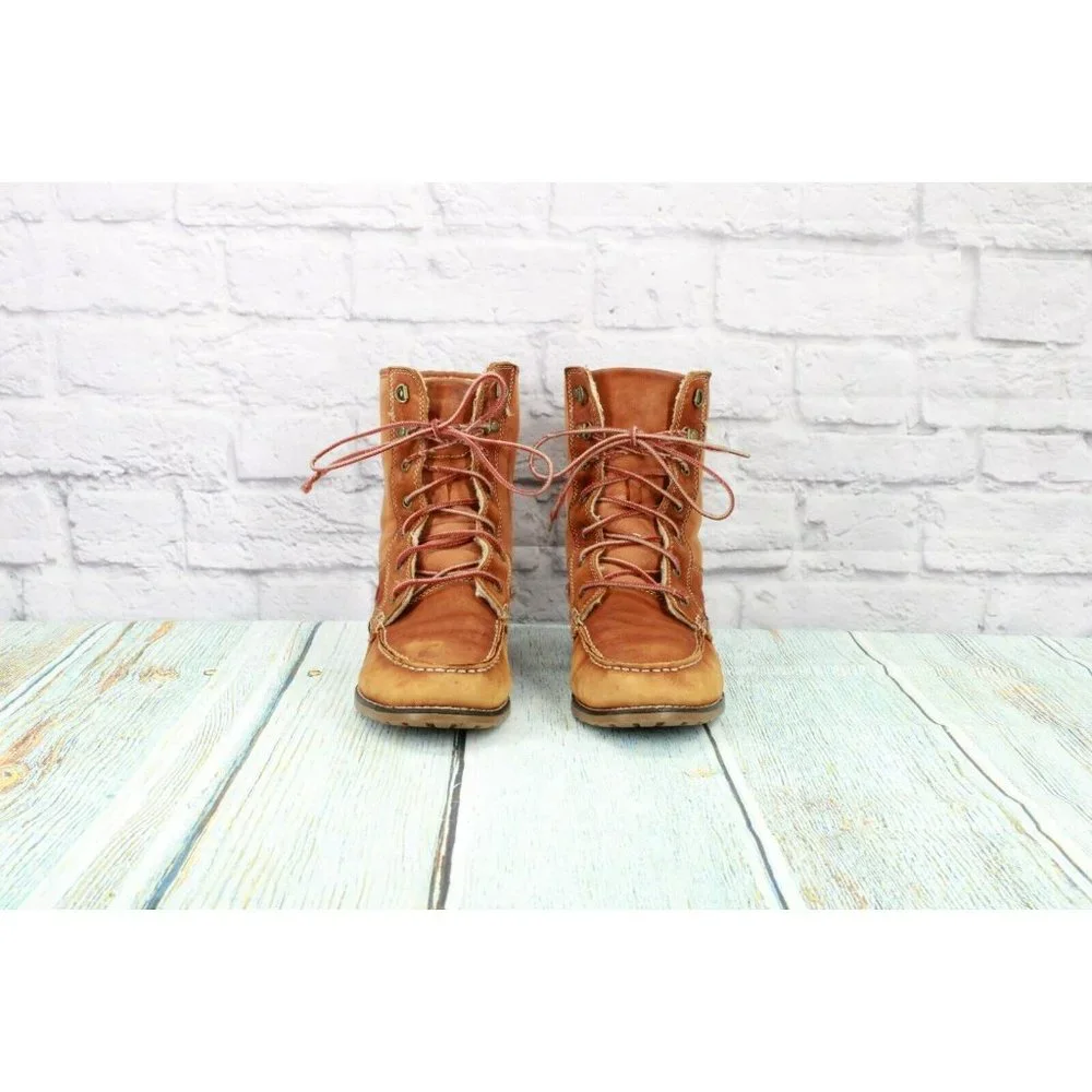 Sebago  Brown Leather Lace Up Shearling Lined Trail Boots Size 10 M - Picture 4 of 9
